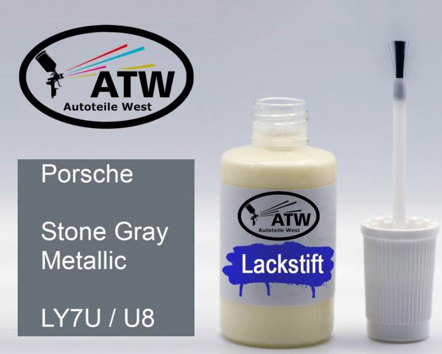 Porsche, Stone Gray Metallic, LY7U / U8: 20ml Lackstift, von ATW Autoteile West.